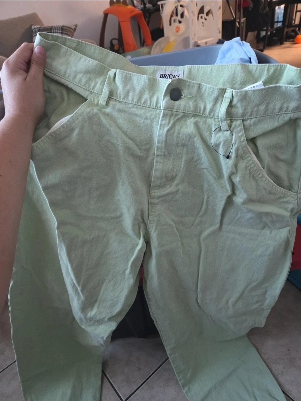 Bricks & Wood Light Green Flat-Front Cotton Shorts